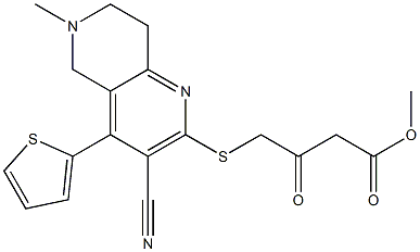 methyl 4-{[3-cyano-6-methyl-4-(2-thienyl)-5,6,7,8-tetrahydro[1,6]naphthyridin-2-yl]sulfanyl}-3-oxobutanoate Structure