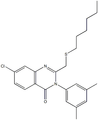 7-chloro-3-(3,5-dimethylphenyl)-2-[(hexylsulfanyl)methyl]-4(3H)-quinazolinone Structure