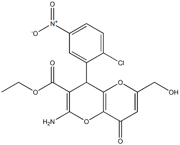 ethyl 2-amino-4-(2-chloro-5-nitrophenyl)-6-(hydroxymethyl)-8-oxo-4,8-dihydropyrano[3,2-b]pyran-3-carboxylate 구조식 이미지