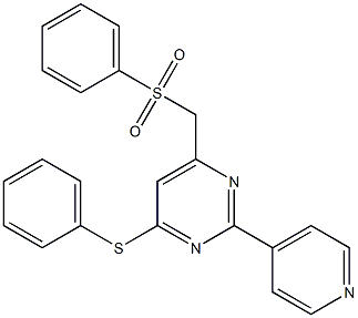 4-(phenylsulfanyl)-6-[(phenylsulfonyl)methyl]-2-(4-pyridinyl)pyrimidine 구조식 이미지