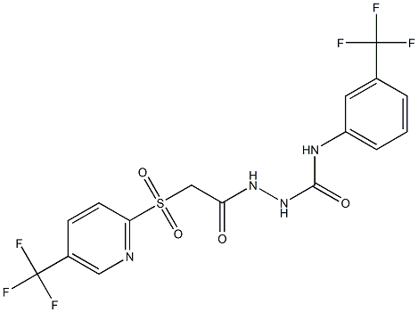 N1-[3-(trifluoromethyl)phenyl]-2-(2-{[5-(trifluoromethyl)-2-pyridyl]sulfonyl}acetyl)hydrazine-1-carboxamide 구조식 이미지