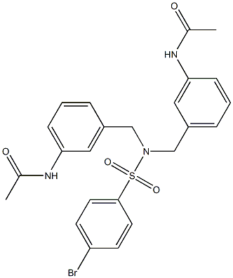 N-[3-({[3-(acetylamino)benzyl][(4-bromophenyl)sulfonyl]amino}methyl)phenyl]acetamide Structure