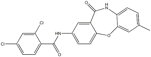 2,4-dichloro-N-(7-methyl-11-oxo-10,11-dihydrodibenzo[b,f][1,4]oxazepin-2-yl)benzenecarboxamide 구조식 이미지