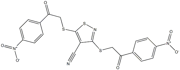 3,5-di{[2-(4-nitrophenyl)-2-oxoethyl]thio}isothiazole-4-carbonitrile 구조식 이미지