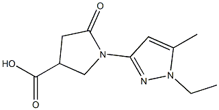 1-(1-Ethyl-5-methyl-1H-pyrazol-3-yl)-5-oxopyrrolidine-3-carboxylic acid 구조식 이미지