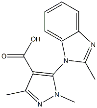 1,3-dimethyl-5-(2-methyl-1H-1,3-benzodiazol-1-yl)-1H-pyrazole-4-carboxylic acid Structure