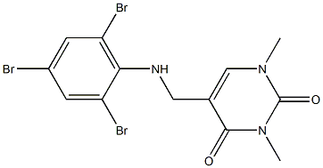 1,3-dimethyl-5-{[(2,4,6-tribromophenyl)amino]methyl}-1,2,3,4-tetrahydropyrimidine-2,4-dione Structure