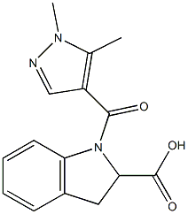 1-[(1,5-dimethyl-1H-pyrazol-4-yl)carbonyl]-2,3-dihydro-1H-indole-2-carboxylic acid Structure