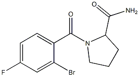 1-[(2-bromo-4-fluorophenyl)carbonyl]pyrrolidine-2-carboxamide Structure
