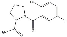 1-[(2-bromo-5-fluorophenyl)carbonyl]pyrrolidine-2-carboxamide Structure