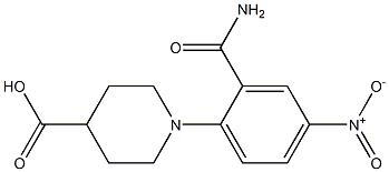 1-[2-(aminocarbonyl)-4-nitrophenyl]piperidine-4-carboxylic acid 구조식 이미지