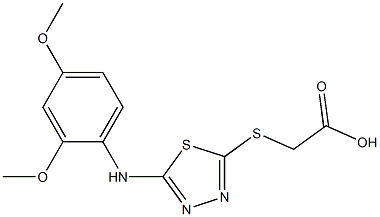 2-({5-[(2,4-dimethoxyphenyl)amino]-1,3,4-thiadiazol-2-yl}sulfanyl)acetic acid Structure