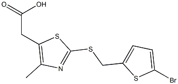 2-(2-{[(5-bromothiophen-2-yl)methyl]sulfanyl}-4-methyl-1,3-thiazol-5-yl)acetic acid 구조식 이미지