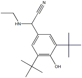 2-(3,5-di-tert-butyl-4-hydroxyphenyl)-2-(ethylamino)acetonitrile 구조식 이미지