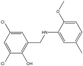 2,4-dichloro-6-{[(2-methoxy-5-methylphenyl)amino]methyl}phenol 구조식 이미지