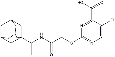 2-[(1-Adamantan-1-yl-ethylcarbamoyl)-methylsulfanyl]-5-chloro-pyrimidine-4-carboxylic acid Structure