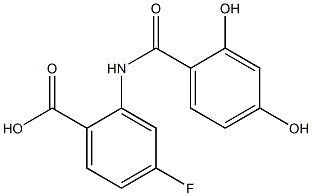 2-[(2,4-dihydroxybenzoyl)amino]-4-fluorobenzoic acid Structure