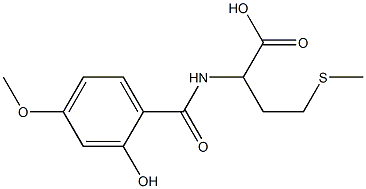 2-[(2-hydroxy-4-methoxybenzoyl)amino]-4-(methylthio)butanoic acid 구조식 이미지