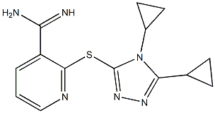 2-[(4,5-dicyclopropyl-4H-1,2,4-triazol-3-yl)sulfanyl]pyridine-3-carboximidamide Structure