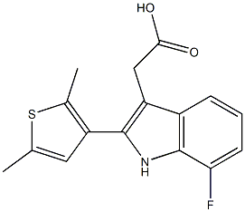 2-[2-(2,5-dimethylthiophen-3-yl)-7-fluoro-1H-indol-3-yl]acetic acid 구조식 이미지