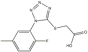 2-{[1-(2-fluoro-5-methylphenyl)-1H-1,2,3,4-tetrazol-5-yl]sulfanyl}acetic acid 구조식 이미지