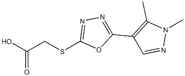 2-{[5-(1,5-dimethyl-1H-pyrazol-4-yl)-1,3,4-oxadiazol-2-yl]sulfanyl}acetic acid 구조식 이미지