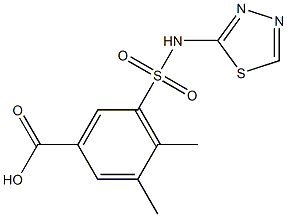 3,4-dimethyl-5-(1,3,4-thiadiazol-2-ylsulfamoyl)benzoic acid 구조식 이미지