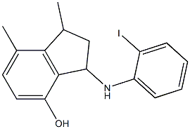 3-[(2-iodophenyl)amino]-1,7-dimethyl-2,3-dihydro-1H-inden-4-ol 구조식 이미지