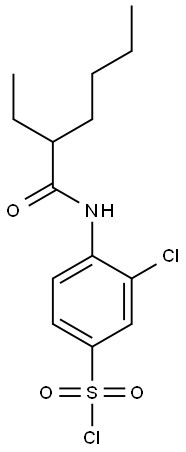 3-chloro-4-(2-ethylhexanamido)benzene-1-sulfonyl chloride 구조식 이미지