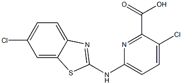 3-chloro-6-[(6-chloro-1,3-benzothiazol-2-yl)amino]pyridine-2-carboxylic acid Structure