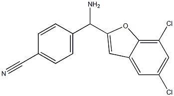 4-[amino(5,7-dichloro-1-benzofuran-2-yl)methyl]benzonitrile 구조식 이미지