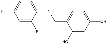 4-{[(2-bromo-4-fluorophenyl)amino]methyl}benzene-1,3-diol Structure