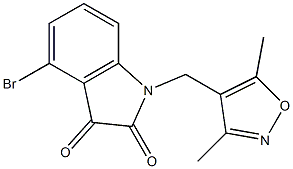 4-bromo-1-[(3,5-dimethyl-1,2-oxazol-4-yl)methyl]-2,3-dihydro-1H-indole-2,3-dione 구조식 이미지