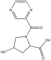 4-hydroxy-1-(pyrazin-2-ylcarbonyl)pyrrolidine-2-carboxylic acid Structure