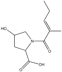 4-hydroxy-1-[(2E)-2-methylpent-2-enoyl]pyrrolidine-2-carboxylic acid 구조식 이미지
