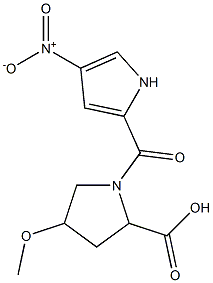 4-methoxy-1-[(4-nitro-1H-pyrrol-2-yl)carbonyl]pyrrolidine-2-carboxylic acid 구조식 이미지