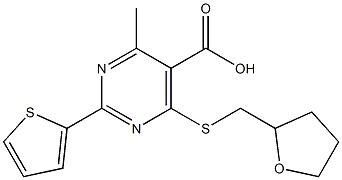 4-methyl-6-[(tetrahydrofuran-2-ylmethyl)thio]-2-thien-2-ylpyrimidine-5-carboxylic acid Structure