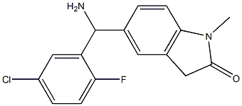 5-[amino(5-chloro-2-fluorophenyl)methyl]-1-methyl-2,3-dihydro-1H-indol-2-one 구조식 이미지