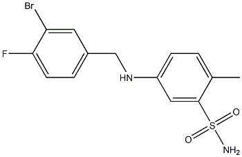 5-{[(3-bromo-4-fluorophenyl)methyl]amino}-2-methylbenzene-1-sulfonamide 구조식 이미지