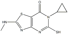 6-cyclopropyl-5-mercapto-2-(methylamino)[1,3]thiazolo[4,5-d]pyrimidin-7(6H)-one 구조식 이미지