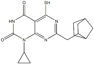 7-(bicyclo[2.2.1]hept-2-ylmethyl)-1-cyclopropyl-5-mercaptopyrimido[4,5-d]pyrimidine-2,4(1H,3H)-dione Structure