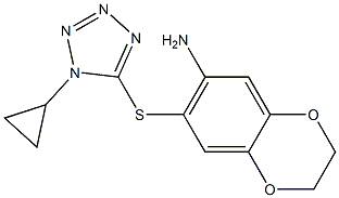 7-[(1-cyclopropyl-1H-1,2,3,4-tetrazol-5-yl)sulfanyl]-2,3-dihydro-1,4-benzodioxin-6-amine 구조식 이미지