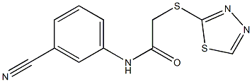 N-(3-cyanophenyl)-2-(1,3,4-thiadiazol-2-ylsulfanyl)acetamide 구조식 이미지