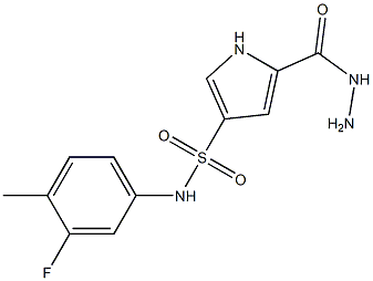 N-(3-fluoro-4-methylphenyl)-5-(hydrazinocarbonyl)-1H-pyrrole-3-sulfonamide 구조식 이미지