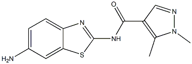 N-(6-amino-1,3-benzothiazol-2-yl)-1,5-dimethyl-1H-pyrazole-4-carboxamide 구조식 이미지