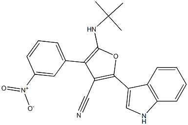 3-Furancarbonitrile,  5-[(1,1-dimethylethyl)amino]-2-(1H-indol-3-yl)-4-(3-nitrophenyl)- 구조식 이미지