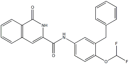 3-Isoquinolinecarboxamide,  N-[4-(difluoromethoxy)-3-(phenylmethyl)phenyl]-1,2-dihydro-1-oxo- 구조식 이미지