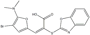 2-Propenoic  acid,  2-(2-benzoxazolylthio)-3-[4-bromo-5-(dimethylamino)-2-furanyl]-,  (2E)- 구조식 이미지