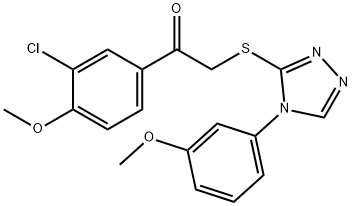 Ethanone,  1-(3-chloro-4-methoxyphenyl)-2-[[4-(3-methoxyphenyl)-4H-1,2,4-triazol-3-yl]thio]- 구조식 이미지