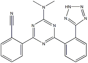 2-[4-dimethylamino-6-[2-(2H-tetrazol-5-yl)phenyl]-1,3,5-triazin-2-yl]benzonitrile Structure